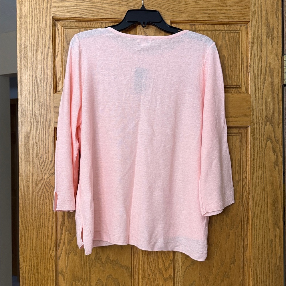 NEW with tags J. Jill Light Pink 3/4 Sleeve Lightweight Sweater, Size Large - Picture 4 of 8